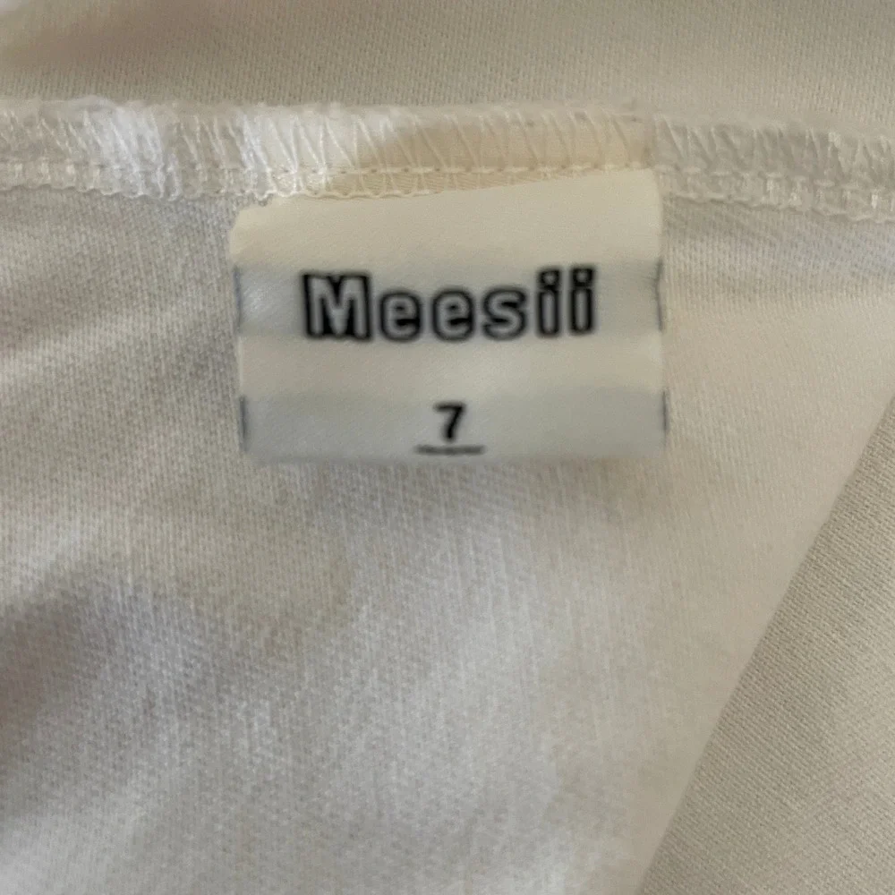 Meesii Girls My Melody Pink Striped Pinafore‎ Dress White Size 7 Short Sleeve